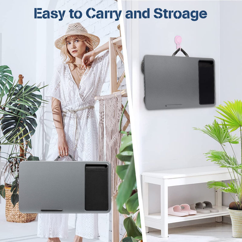 Portable Laptop Desk with Device Ledge, Mouse Pad & Phone Holder – Silver 40CM