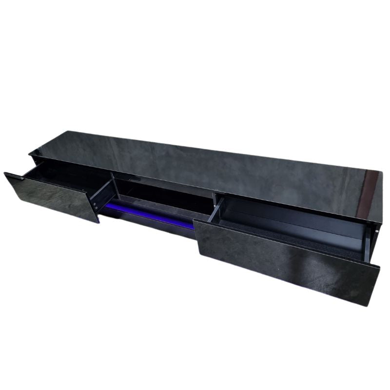 High Gloss RGB TV Entertainment Unit with Storage 220cm - Black