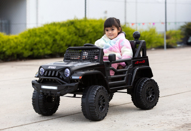 Jeep-Style Kids Electric Ride-On Car with Remote – Black