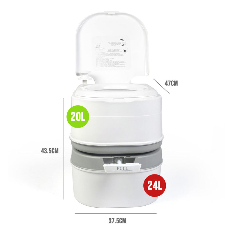 24L Portable Camping Toilet – Odour-Resistant