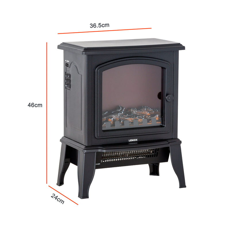 2kW Electric Fireplace Heater with Realistic Log Flame