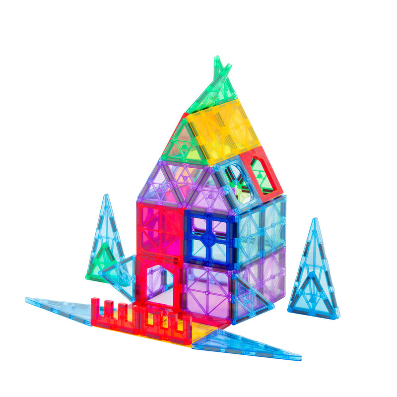 48-Piece Non-Toxic STEM Magnetic Tiles Set with Storage Bag