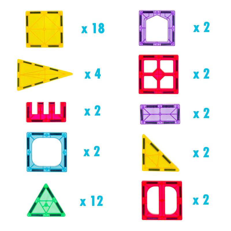 48-Piece Non-Toxic STEM Magnetic Tiles Set with Storage Bag