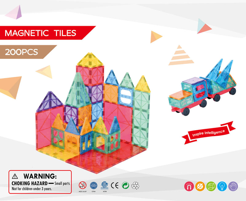 200pcs Magnetic Puzzle Tiles – Educational & Safe, Includes Bag