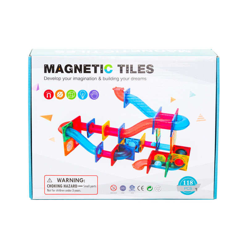 118-Piece Non-Toxic STEM Magnetic Tiles Set with Storage Bag