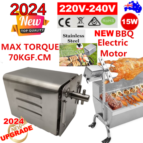 Electric BBQ Rotisserie Motor & Spit – Stainless Steel (AU Plug)