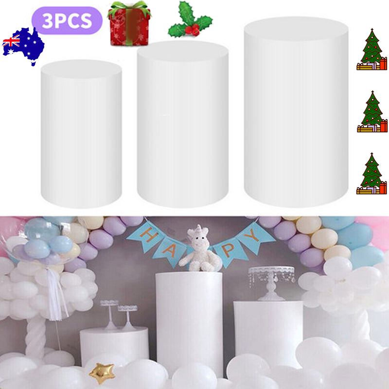 3pcs Metal Round Plinth Pedestal Stands – Wedding Cake & Flower Display