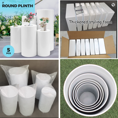 5pcs Metal Round Plinth Pedestal Stands – Wedding Cake & Flower Display