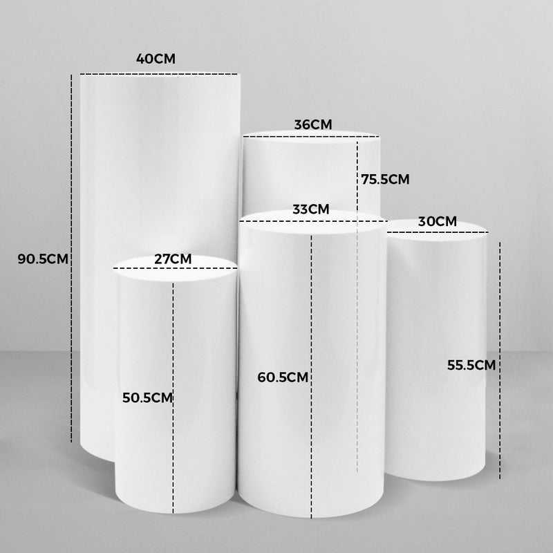 5pcs Metal Round Plinth Pedestal Stands – Wedding Cake & Flower Display