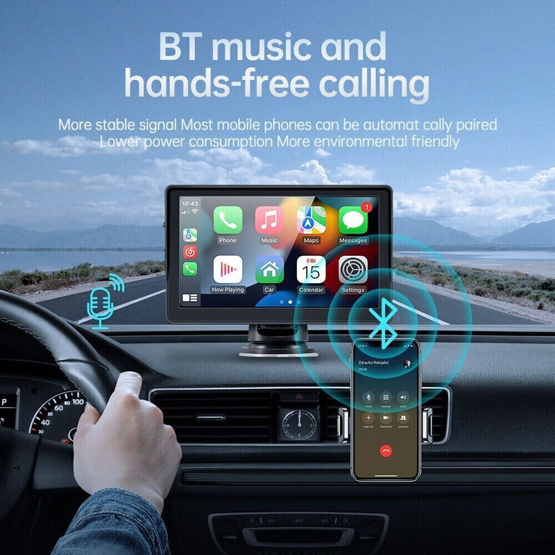 7" Portable Car Stereo Wireless Apple CarPlay Android Auto + Camera