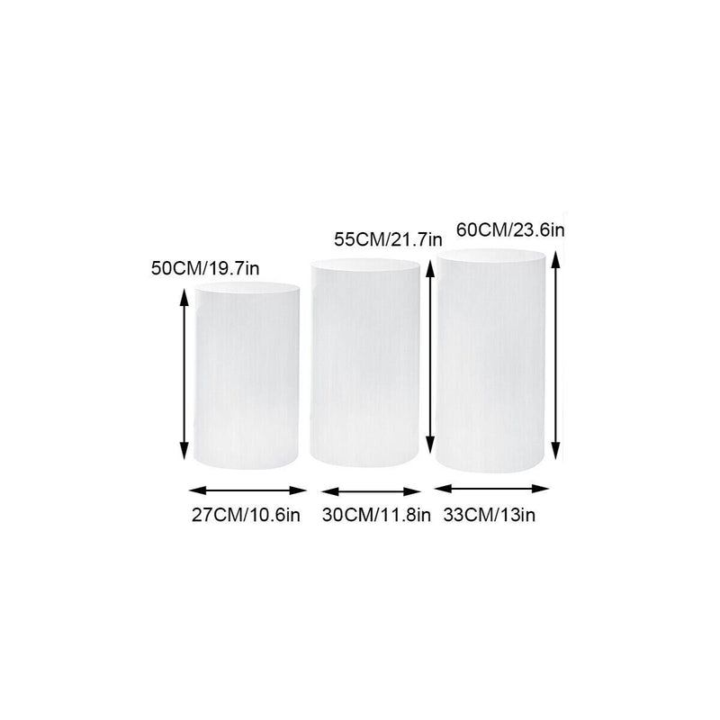 3pcs Round Plinth Pedestal Stands – Wedding Cake & Flower Display