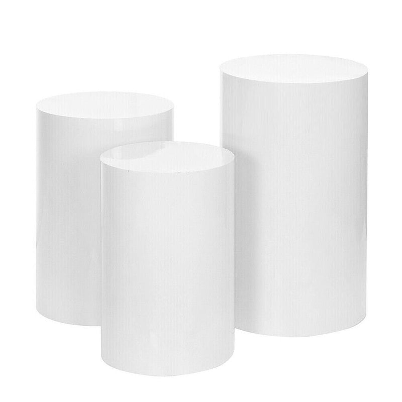 3pcs Round Plinth Pedestal Stands – Wedding Cake & Flower Display