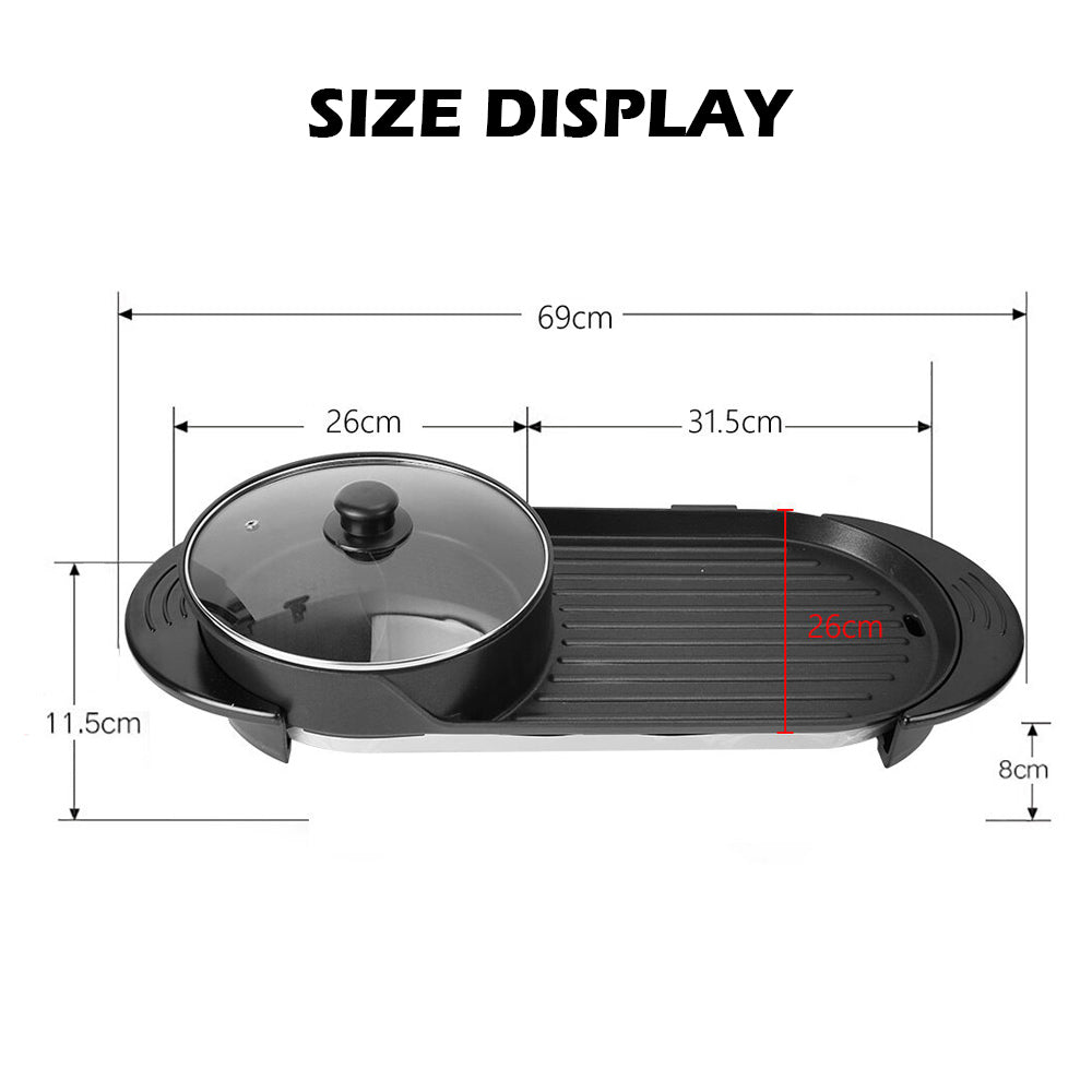 2-in-1 Electric Hot Pot & BBQ Grill – Smokeless Non-Stick Cooker