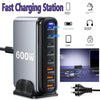 600W GaN³ 8-Port Fast Charging Station USB & Type-C