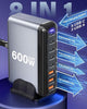 600W GaN³ 8-Port Fast Charging Station USB & Type-C