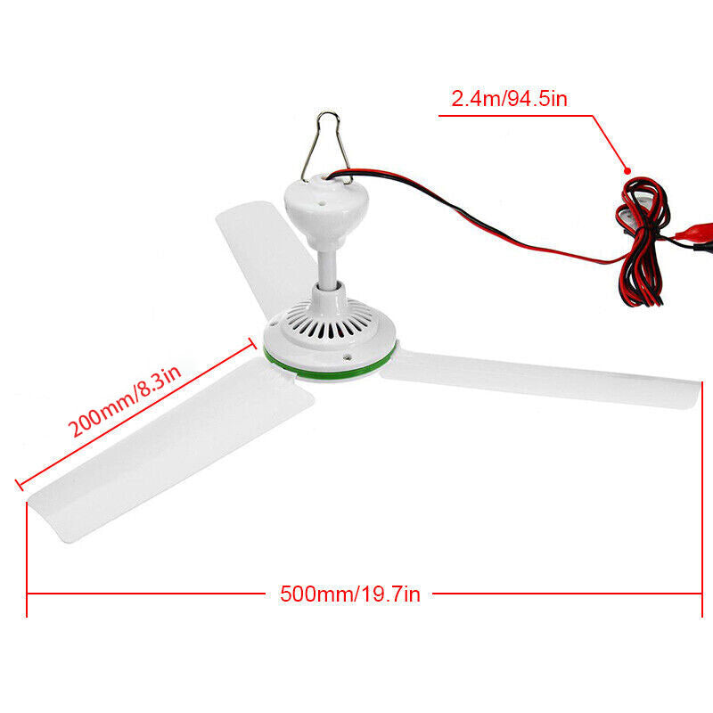 12V Portable Ceiling Fan 3 Blade Caravan Camping