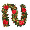 9FT Christmas Garland with LED Lights Red Artificial Holiday Decoration