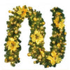Gold 9FT Christmas Garland with LED Lights Artificial Festive Decoration