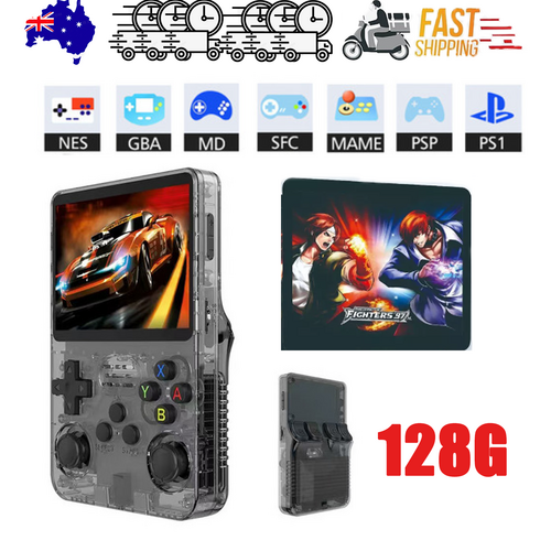 Gray Retro Handheld Game Console – 128GB, 10,000+ Games
