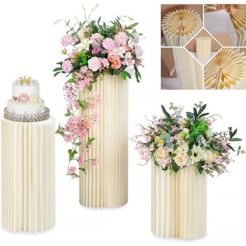 3pcs Cardboard Round Plinths – Wedding Flower Display Stands