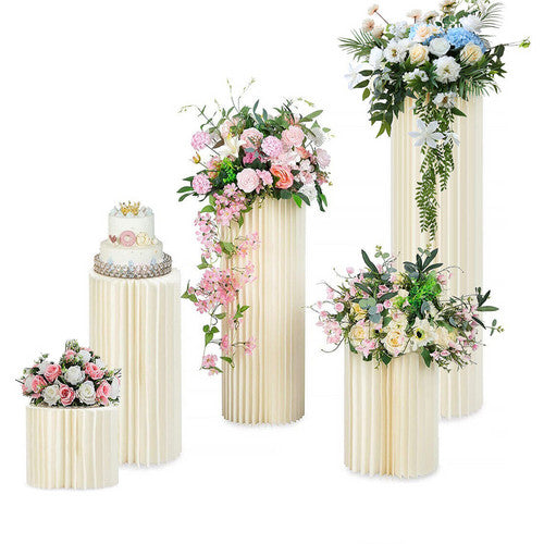 5pcs Hard Cardboard Round Plinths – Wedding Flower Display