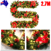 2.7M Christmas Garland with Lights Rattan Artificial Fireplace Wreath