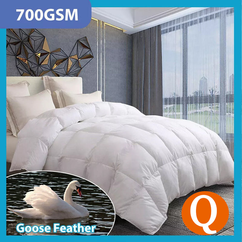 Goose Feather Down Quilt 700 GSM Duvet Doonas Queen: 210x210cm