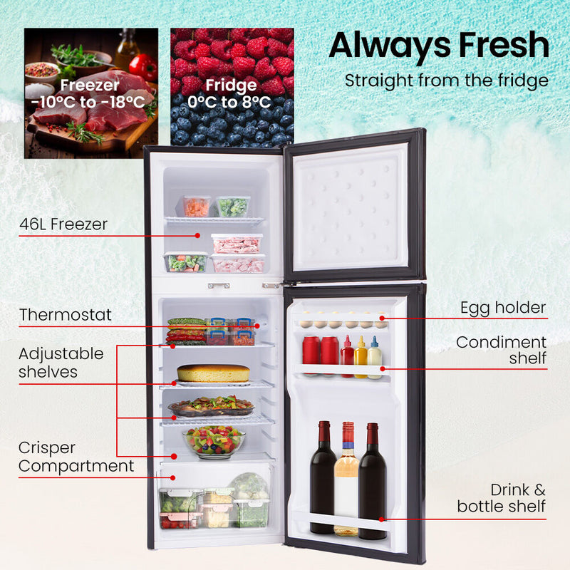 Gecko 142L Upright Portable Fridge Freezer – Black