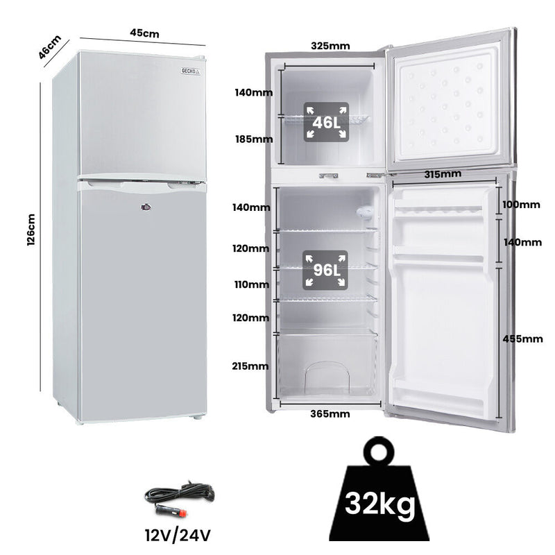 Gecko 142L Upright Portable Fridge Freezer – Silver
