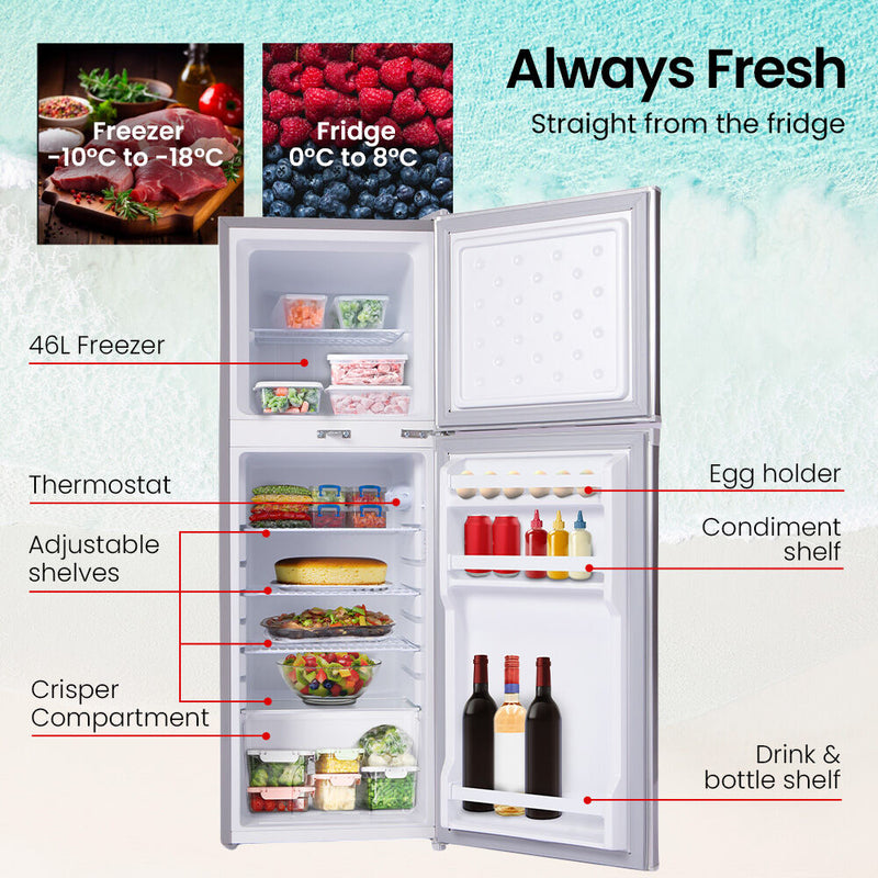 Gecko 142L Upright Portable Fridge Freezer – Silver