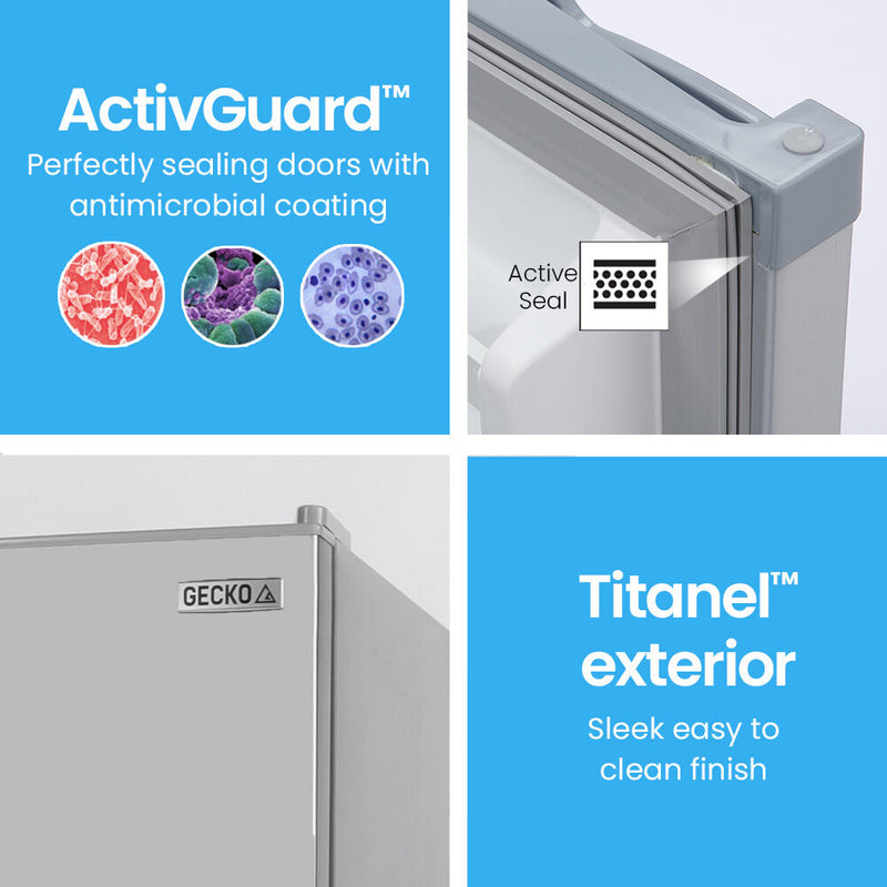 Gecko 142L Upright Portable Fridge Freezer – Silver