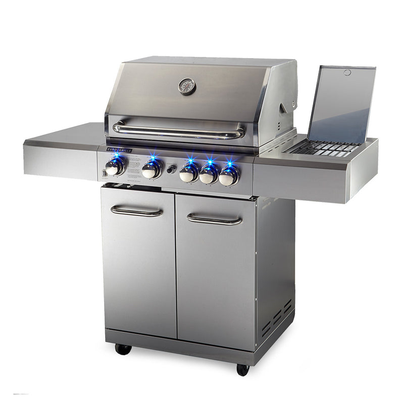 EuroGrille 5-Burner Gas BBQ Grill – Stainless Steel
