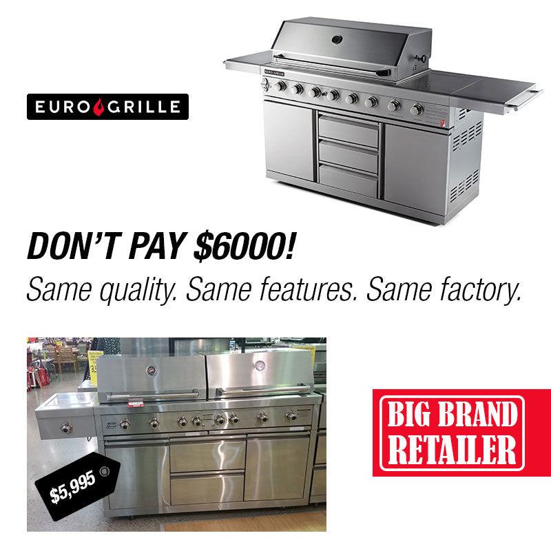 EuroGrille 8-Burner Gas BBQ Grill – Stainless Steel