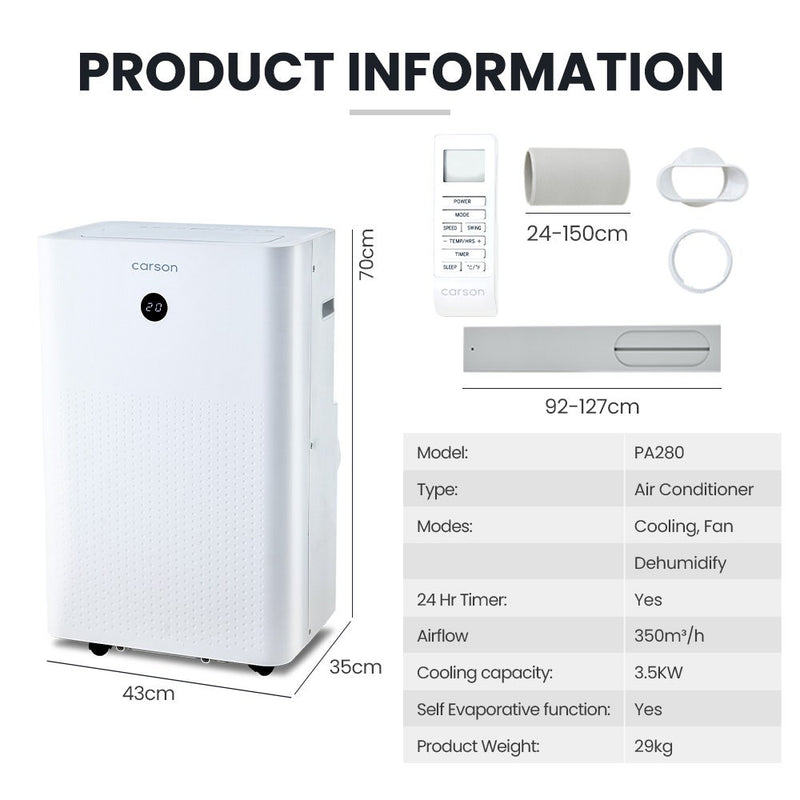 CARSON 3.5kW Air Conditioner & Dehumidifier