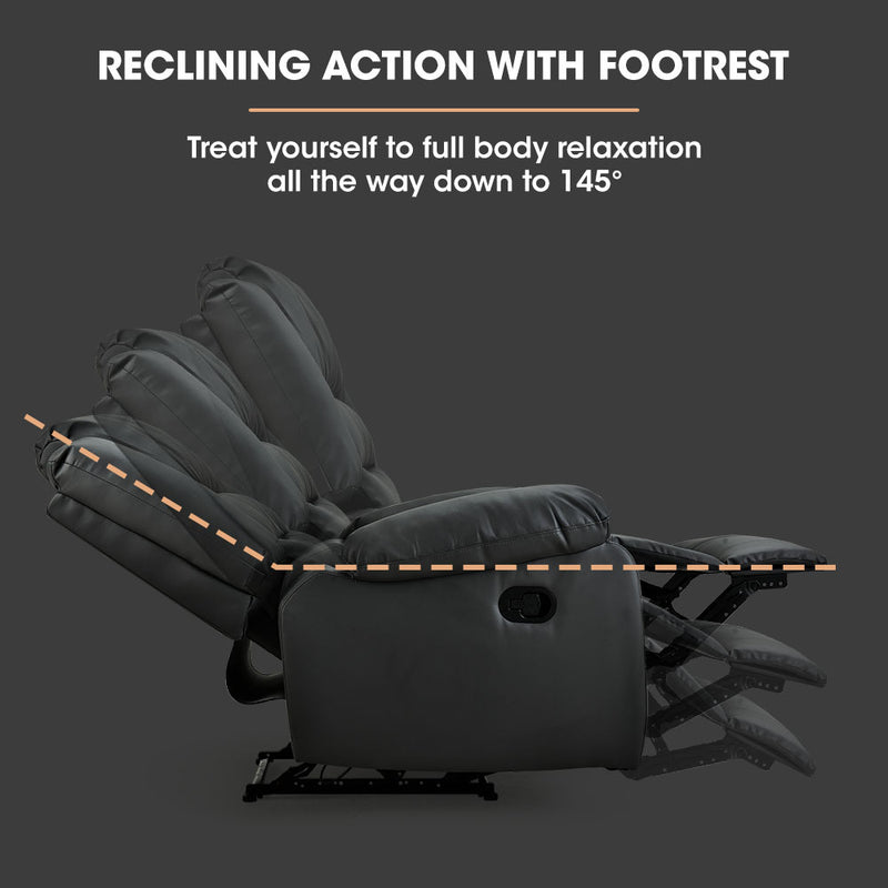 FORTIA Luxury Recliner Lounge Chair Black