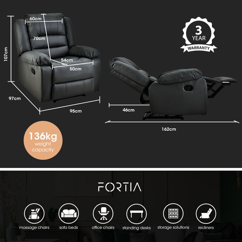 FORTIA Luxury Recliner Lounge Chair Black