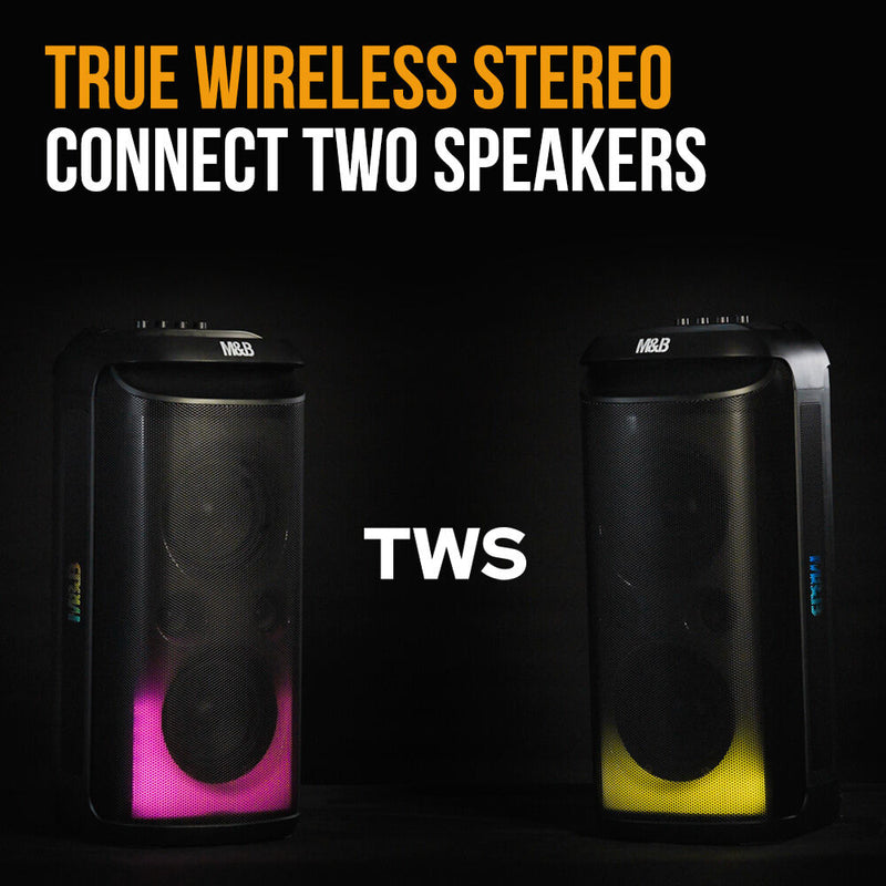 M&B 120W Splash-Proof Bluetooth Party Speaker with Mic
