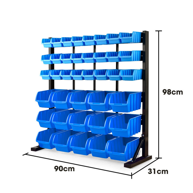 BAUMR-AG 39-Bin Floor Storage Rack – Blue Organiser System