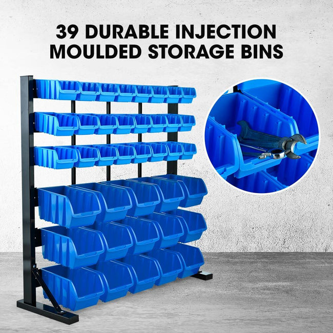 BAUMR-AG 39-Bin Floor Storage Rack – Blue Organiser System