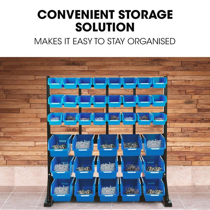 BAUMR-AG 39-Bin Floor Storage Rack – Blue Organiser System