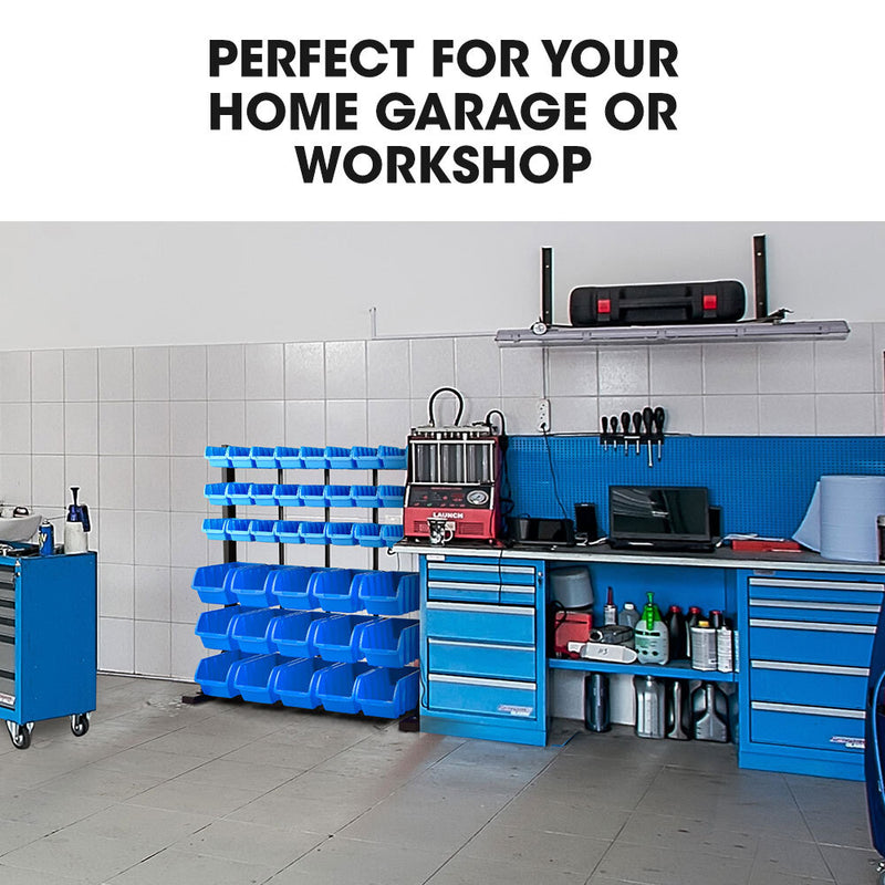 BAUMR-AG 39-Bin Floor Storage Rack – Blue Organiser System