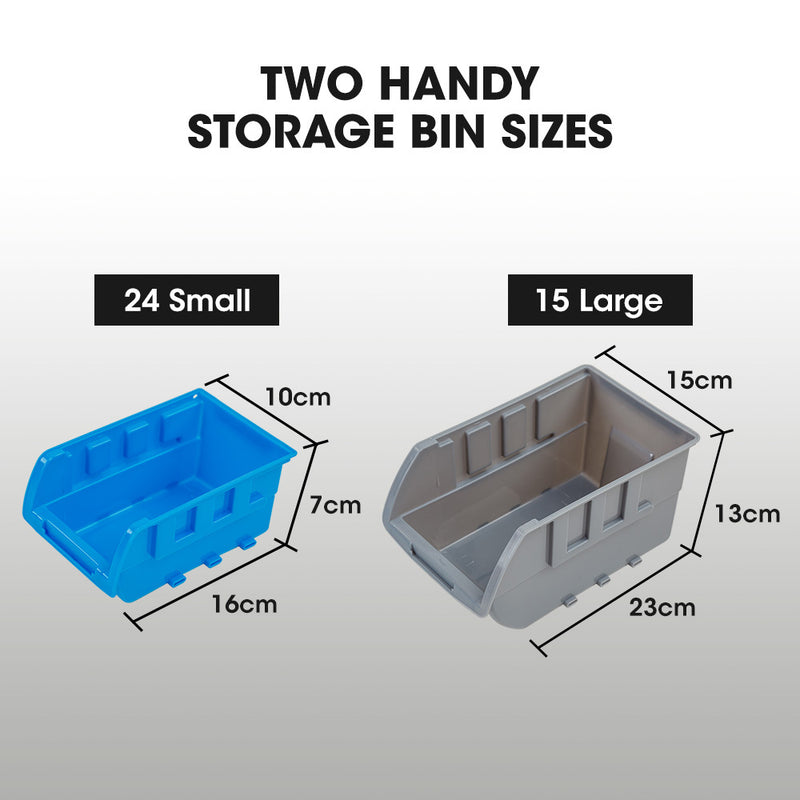 BAUMR-AG 39-Bin Floor Storage Rack – Blue Organiser System