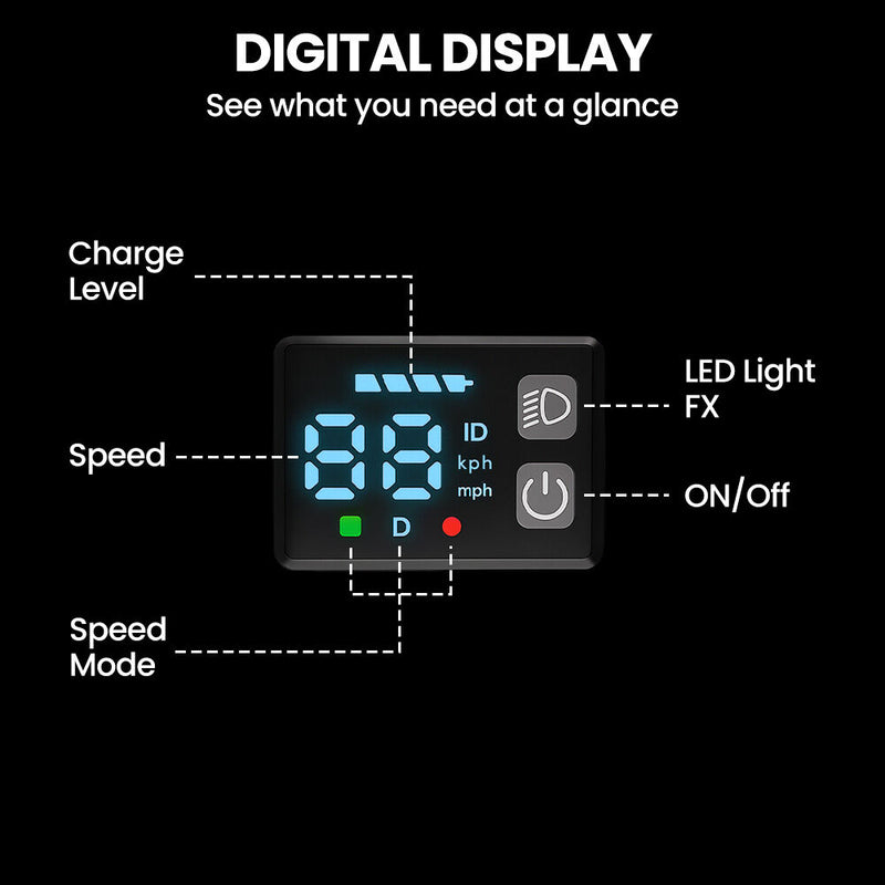 ALPHA Edge Electric Scooter Kids/Teens, 16km/h Max, Adjustable Height, UL Certified, AU Compliant, Dual Brakes, Bluetooth Music, LED, Black
