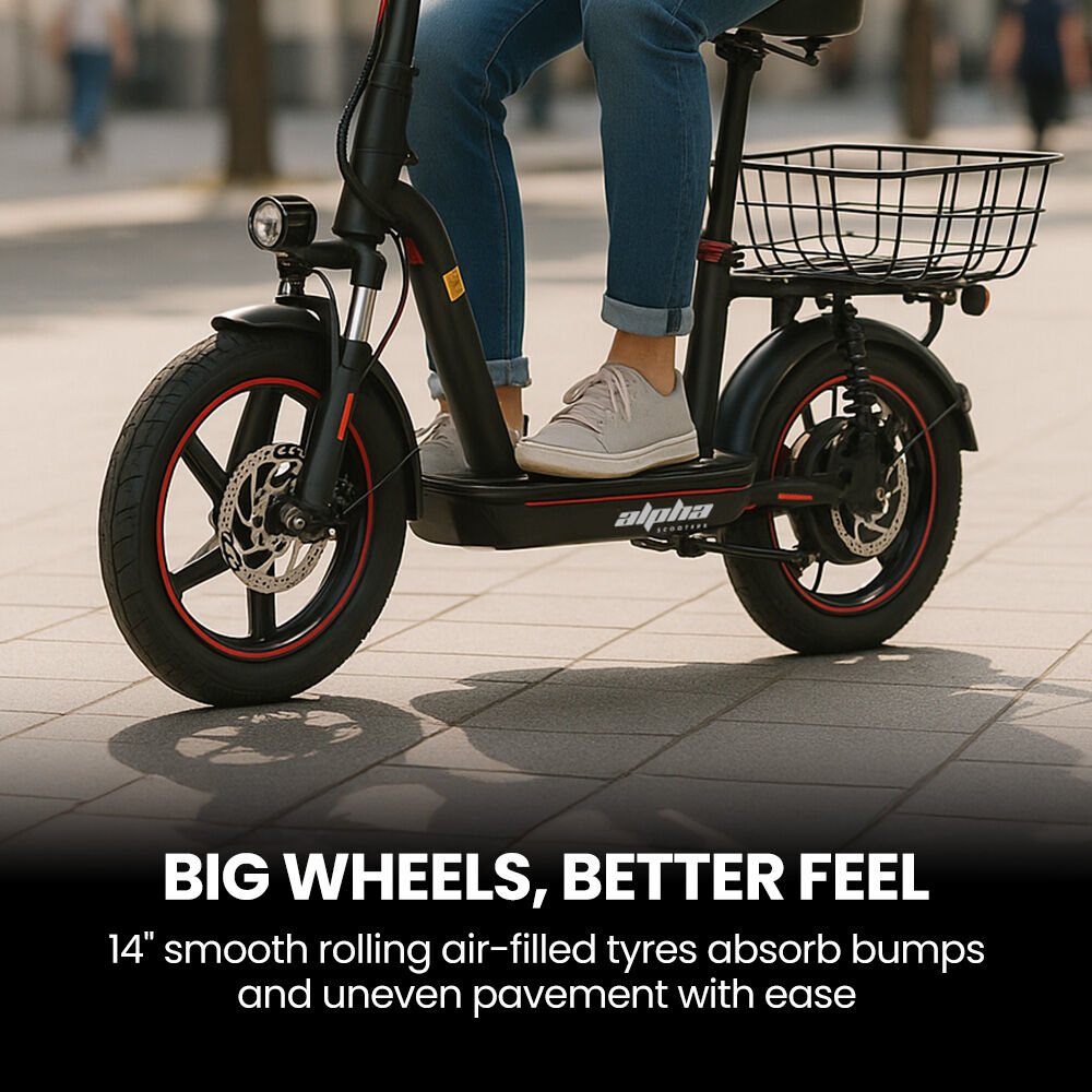 ALPHA Rover 500W Electric Scooter with Seat – 48V, 30km Range, Black