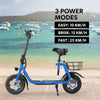 VALK Electric Scooter with Seat – Disc Brakes, 12" Tyres, Blue