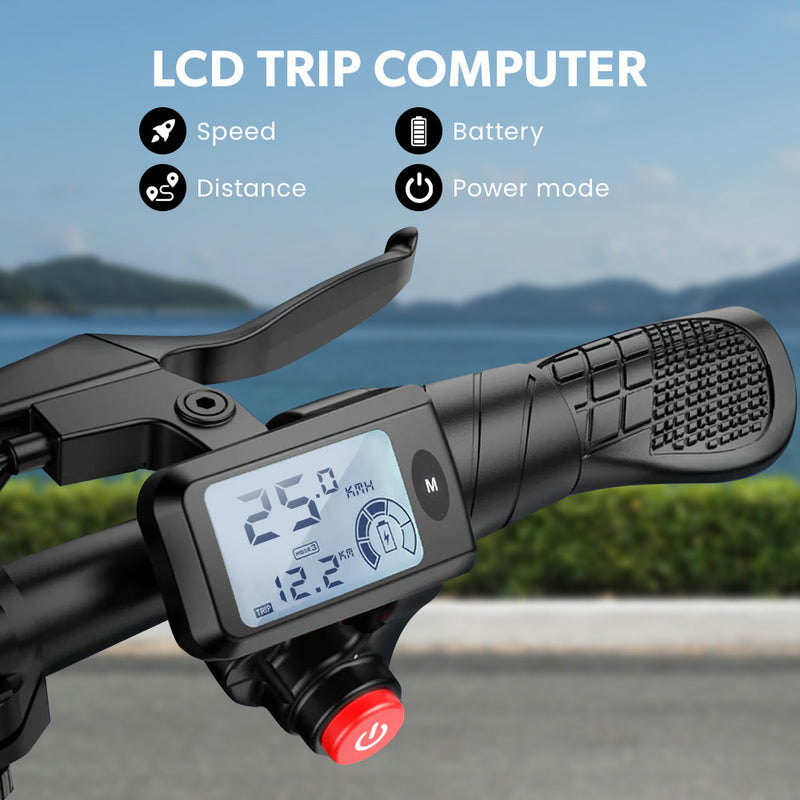 VALK Electric Scooter with Seat – Disc Brakes, 12" Tyres, Blue