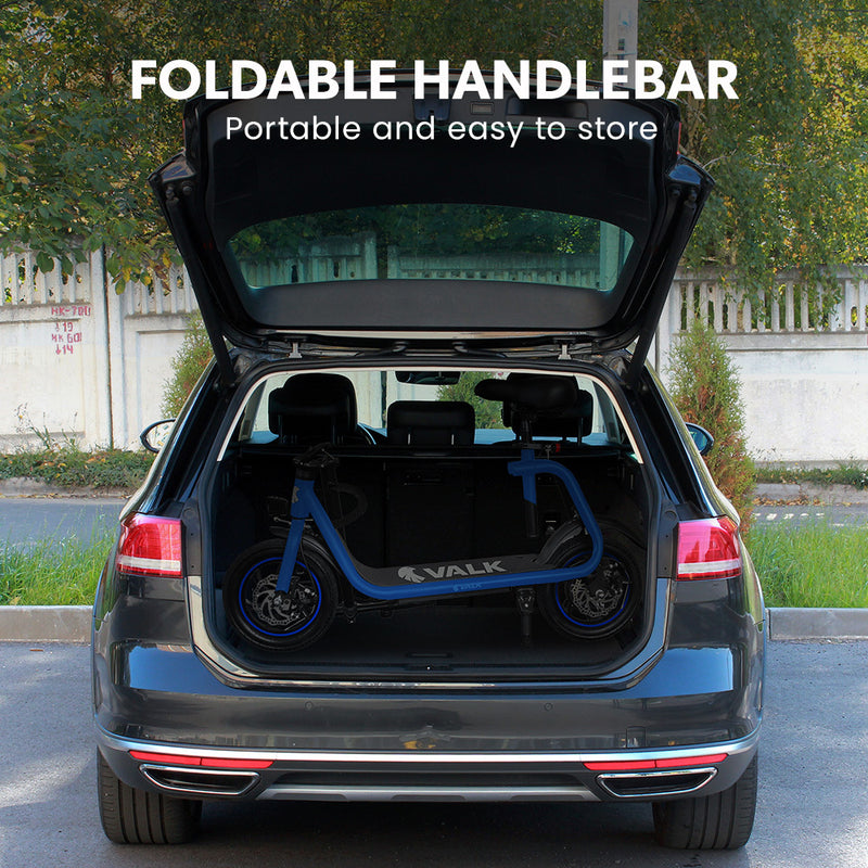 VALK Electric Scooter with Seat – Disc Brakes, 12" Tyres, Blue