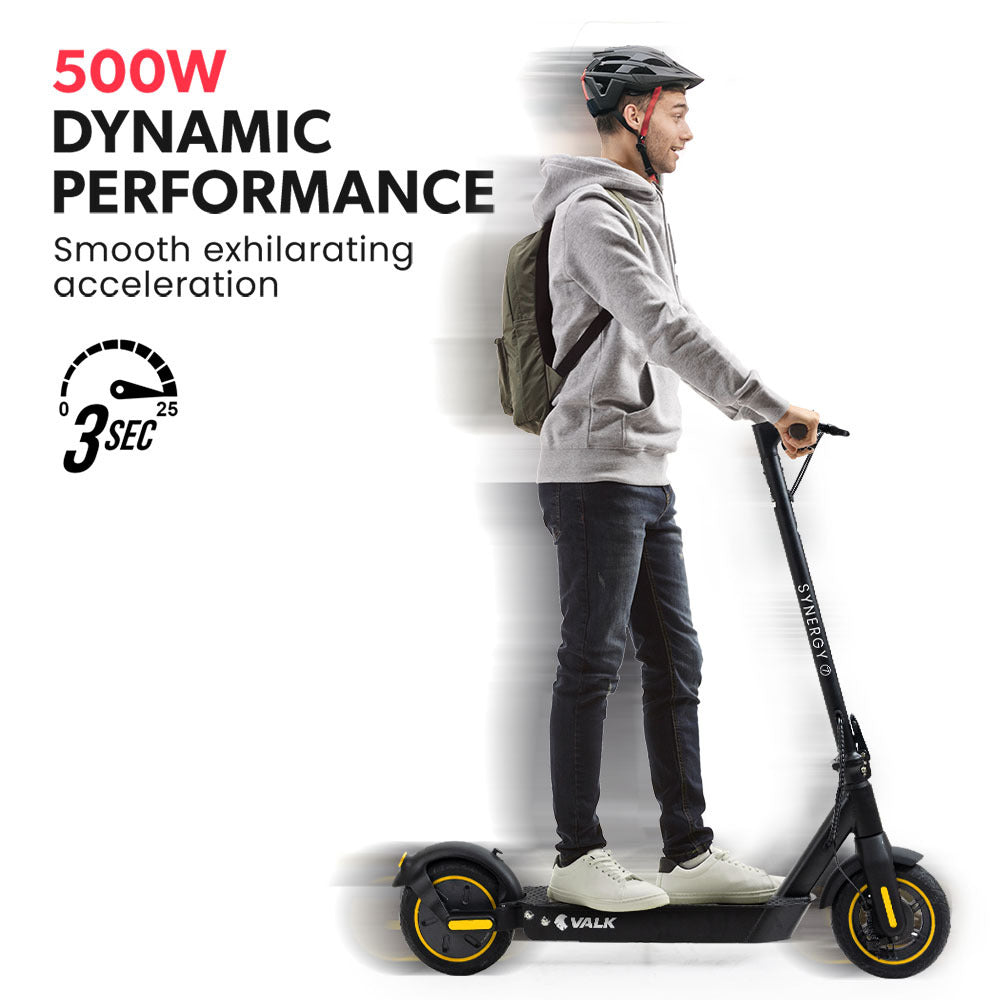 VALK Synergy 7 Electric Scooter 500W 15Ah AU Compliant Adult eScooter Black/Yellow