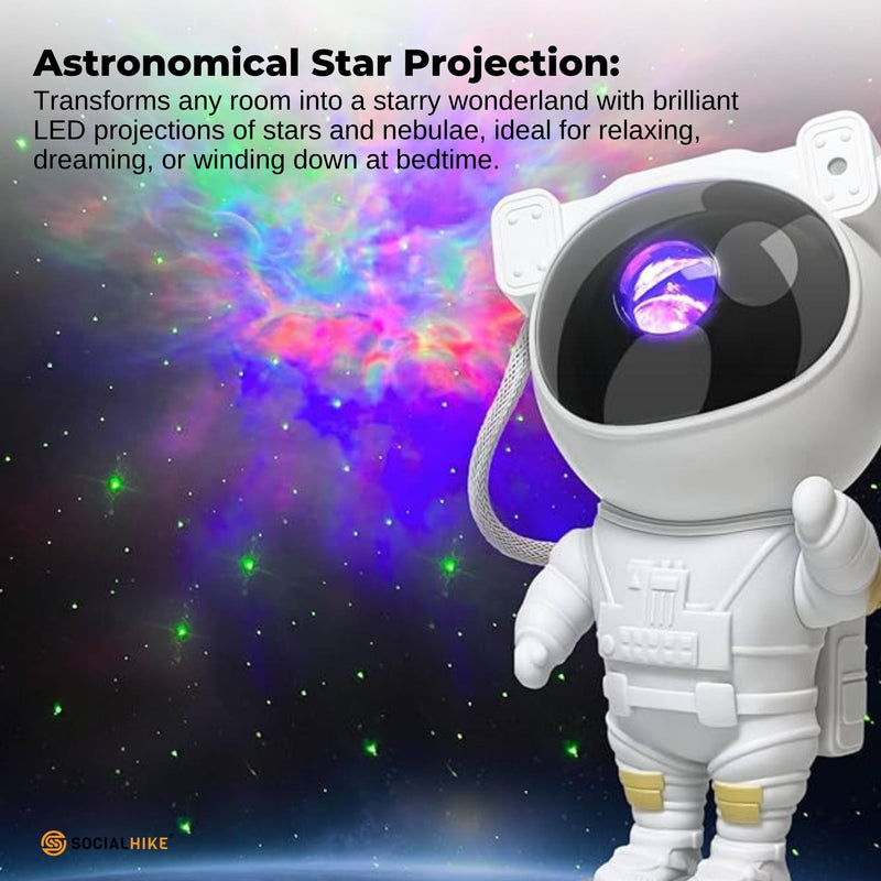 Galaxy Star Projector LED Night Light with Remote – Astronaut Design