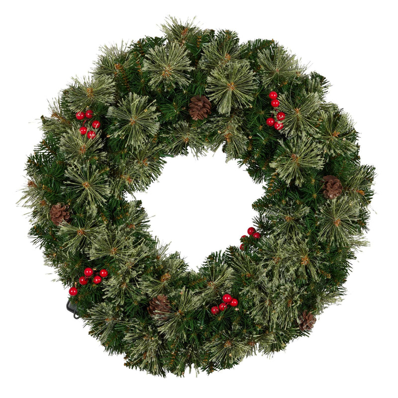 Christabelle Christmas Door Wreath 61cm – Festive Bristle Berry LED Decoration